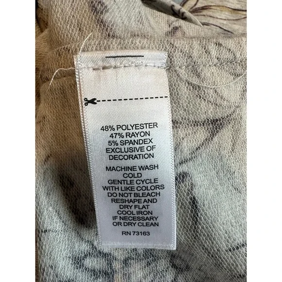 Cupio Floral Botanical Print Tee Grey Heathered Short Sleeve Top Medium - Picture 4 of 6